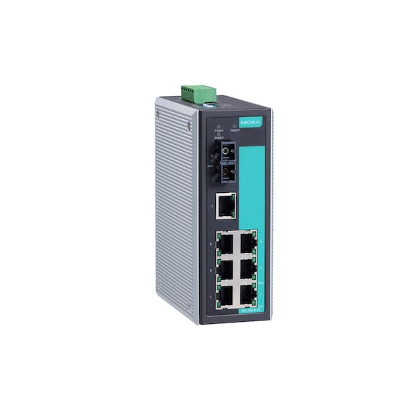 Moxa EDS-308-S-SC Unmanaged Ethernet Switch - 6 x 10/100Base-TX, 2 x 100Base-FX